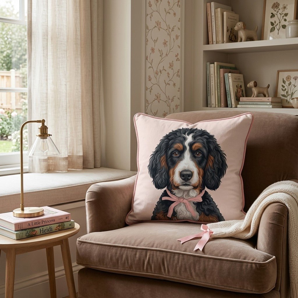 Bernedoodle Portrait Throw Pillow - Hillcroft Home