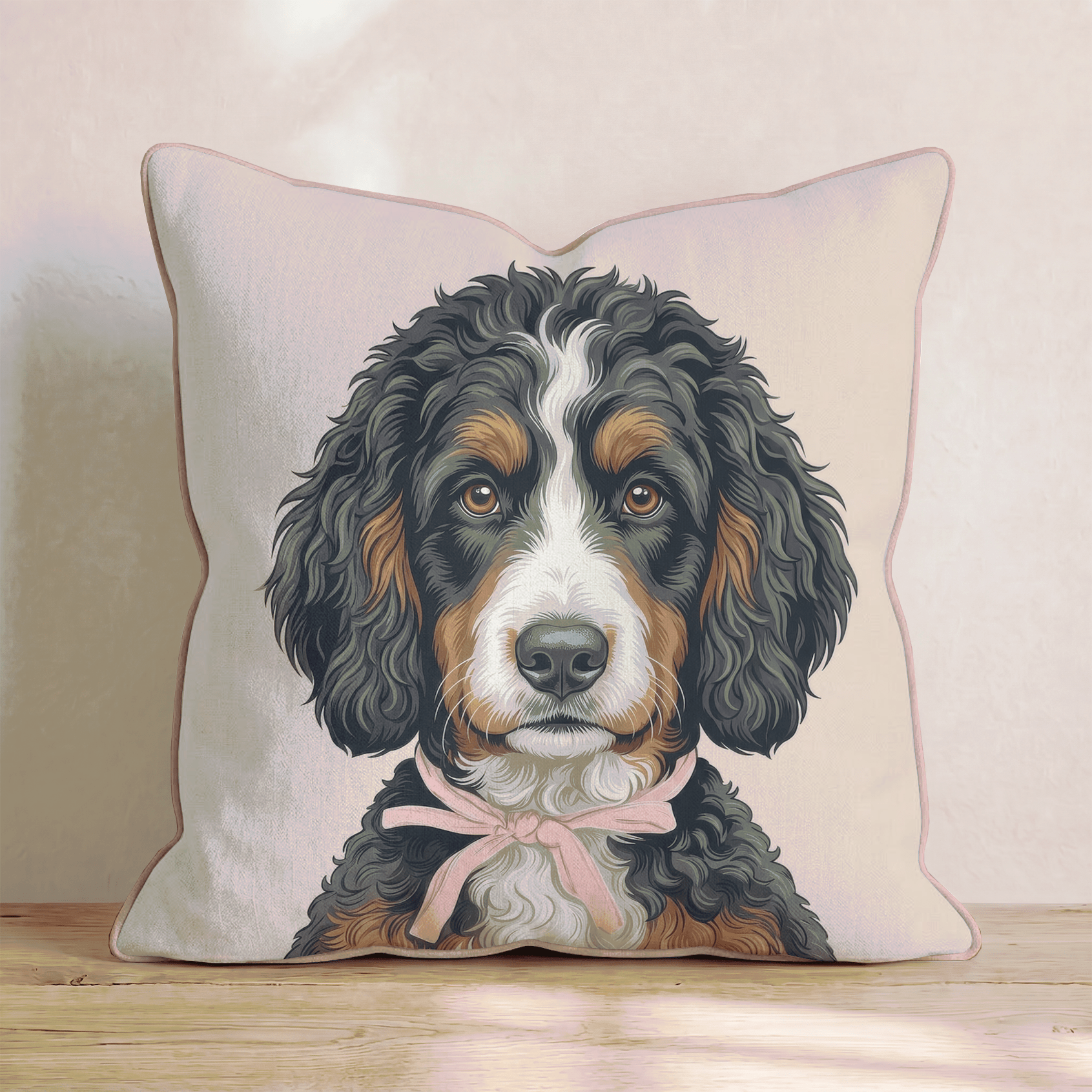 Bernedoodle Portrait Throw Pillow - Hillcroft Home