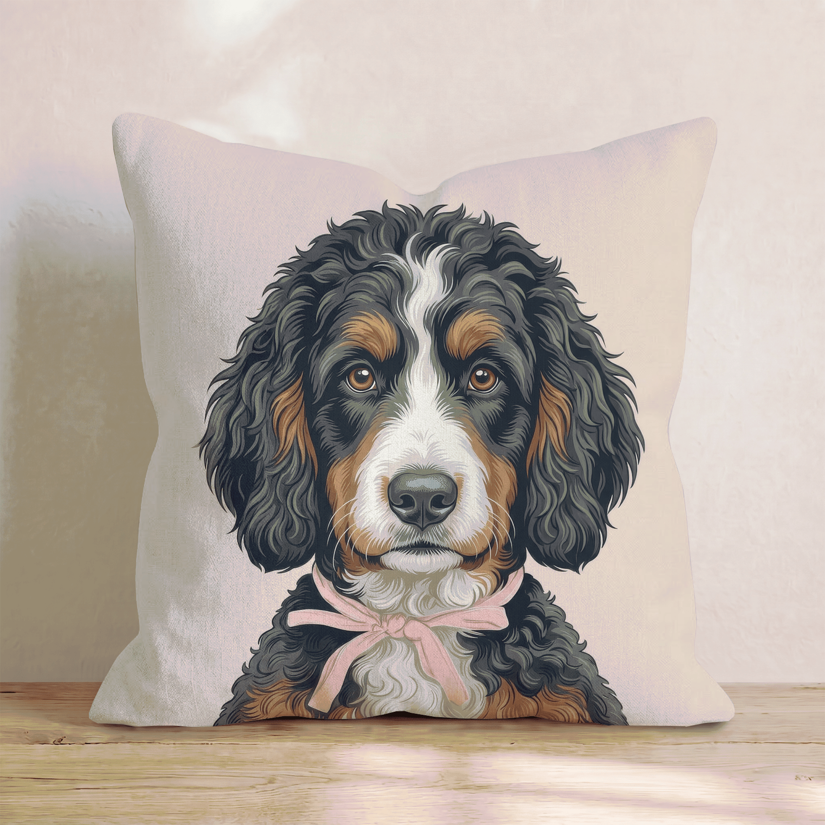 Bernedoodle Portrait Throw Pillow - Hillcroft Home