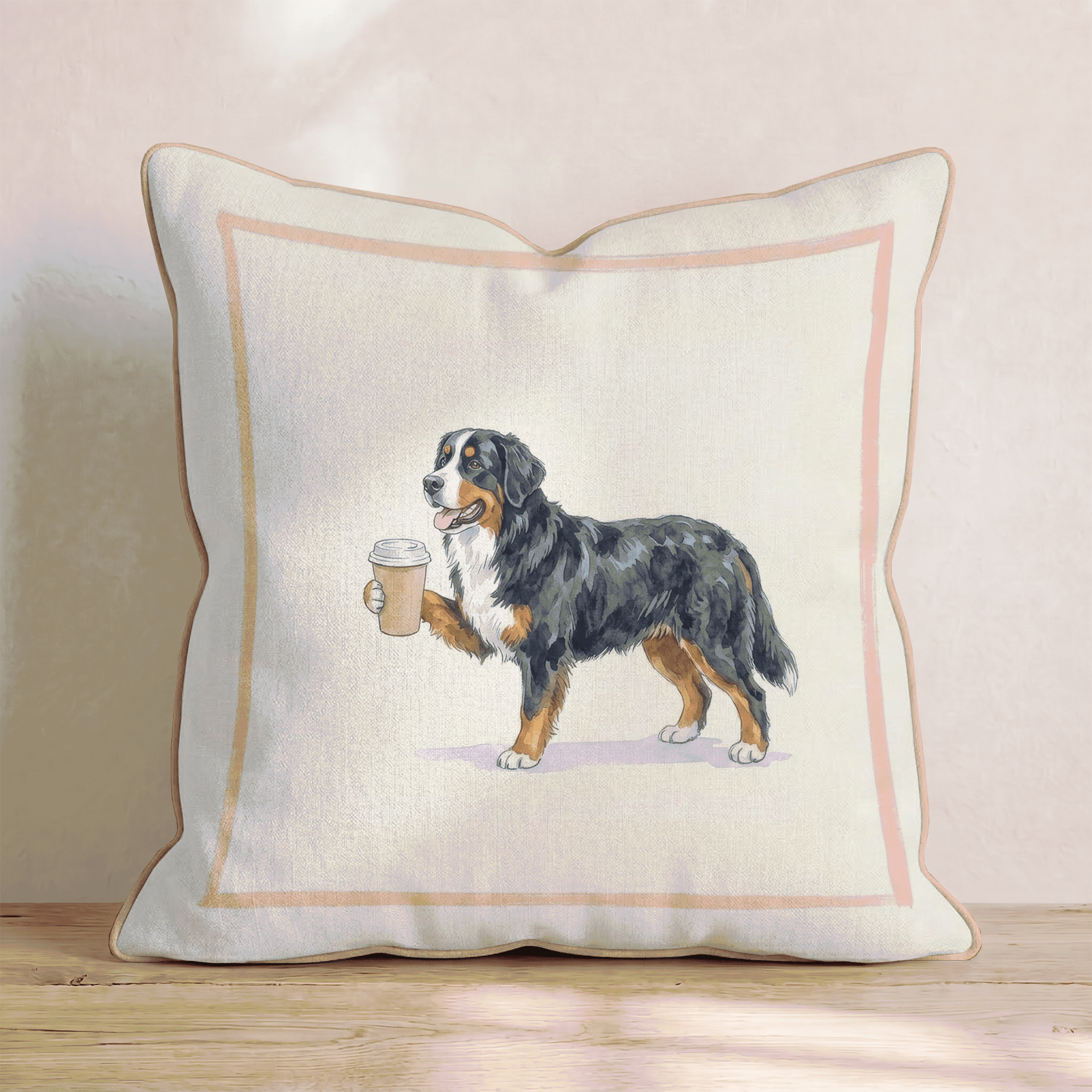 Bernese Mountain Dog Coffee Throw Pillow - Hillcroft Home