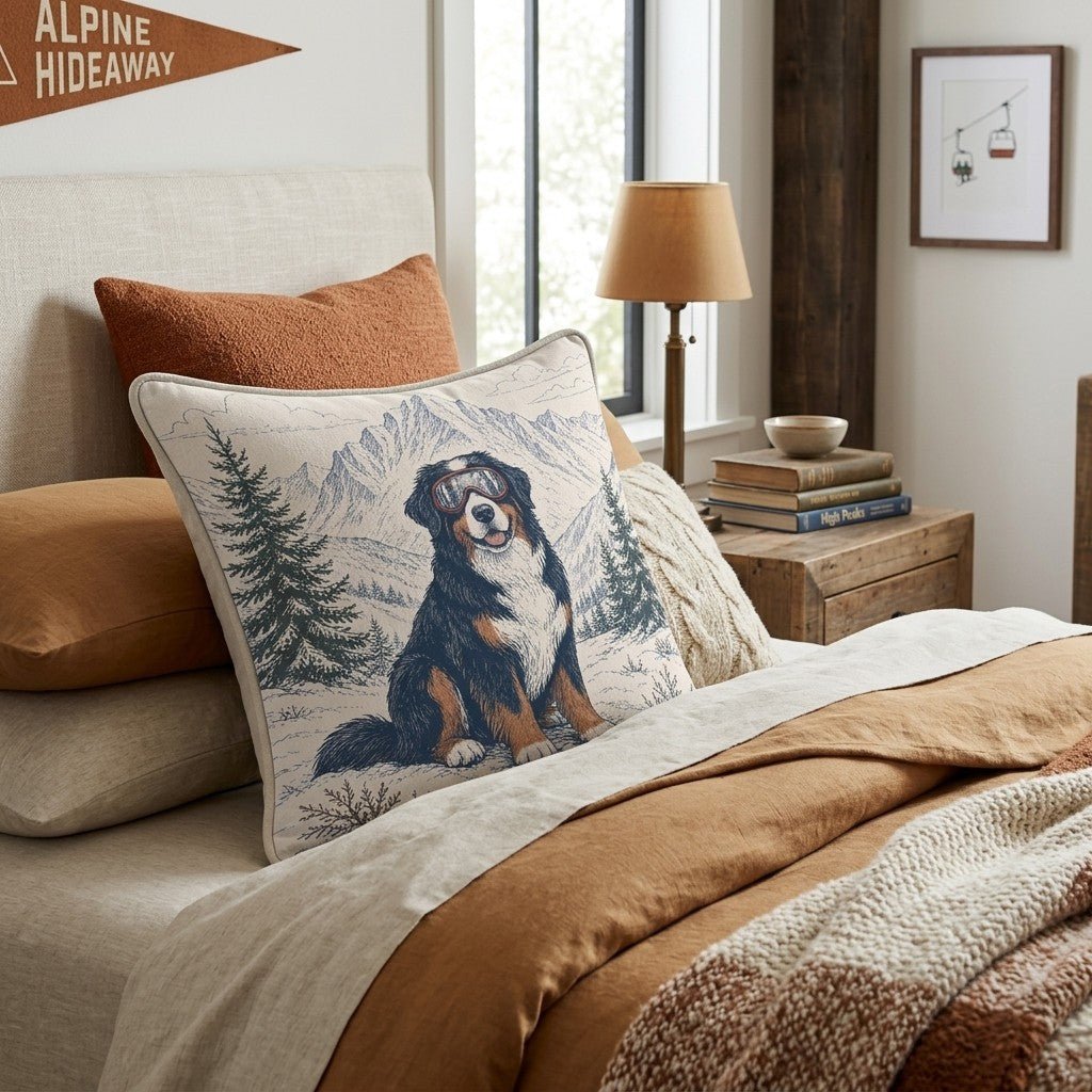 Bernese Ski Throw Pillow - Hillcroft Home