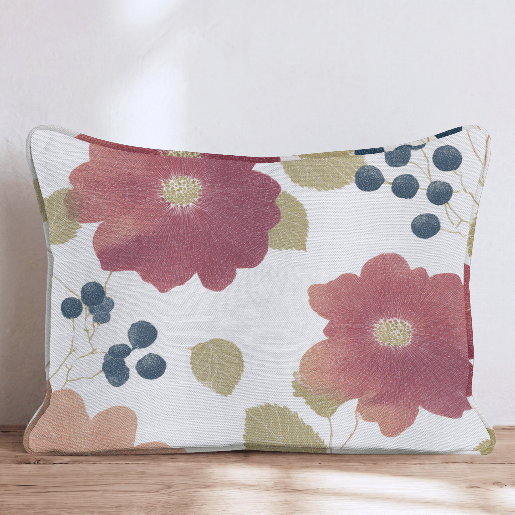 Berries and Fall Flowers Throw Pillow - Hillcroft Home