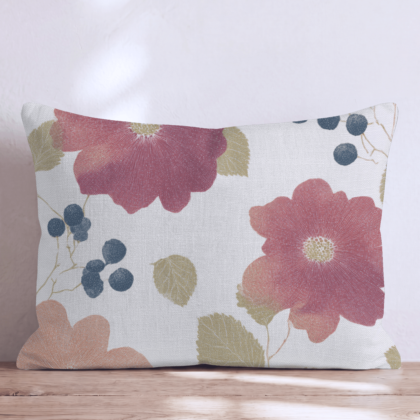 Berries and Fall Flowers Throw Pillow - Hillcroft Home