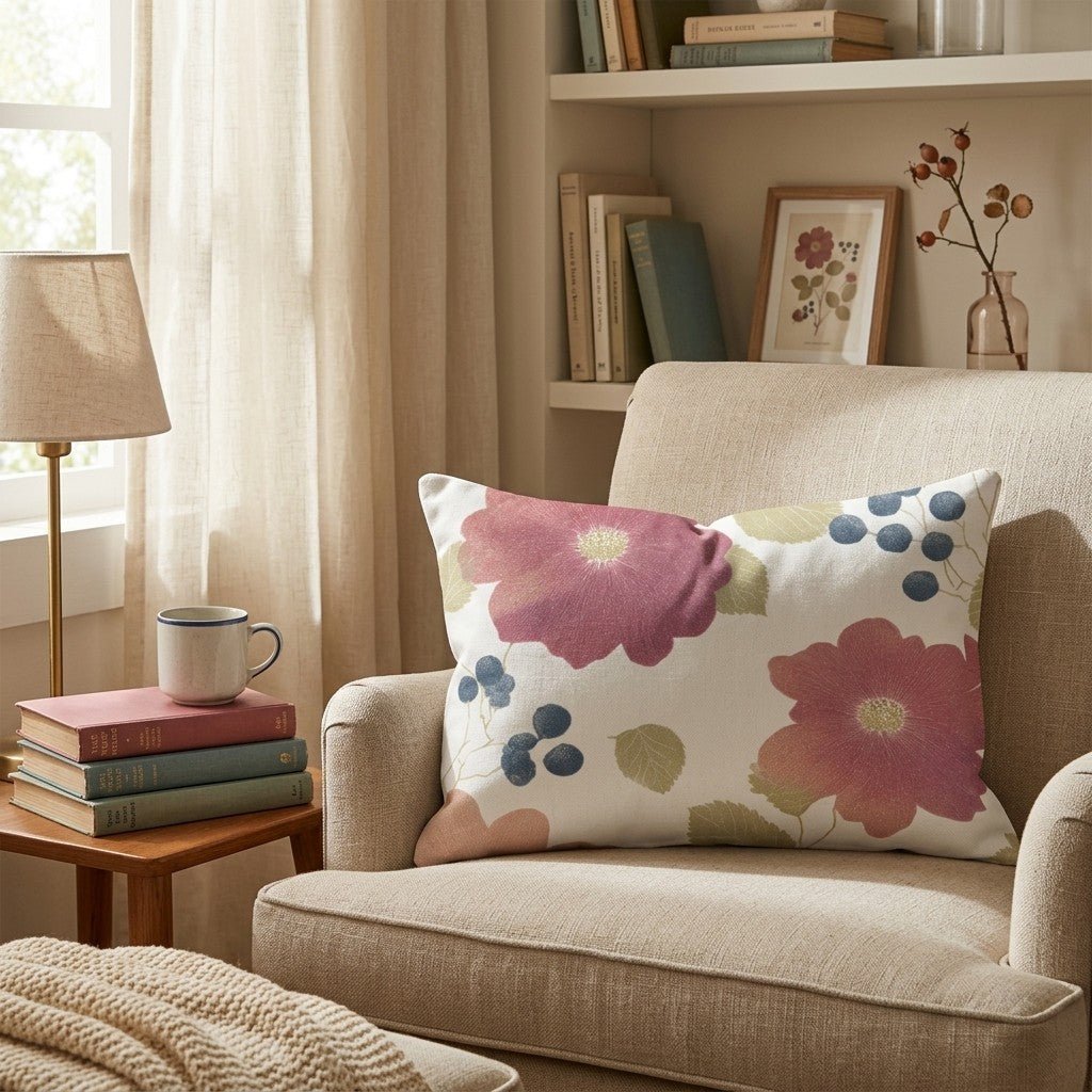 Berries and Fall Flowers Throw Pillow - Hillcroft Home