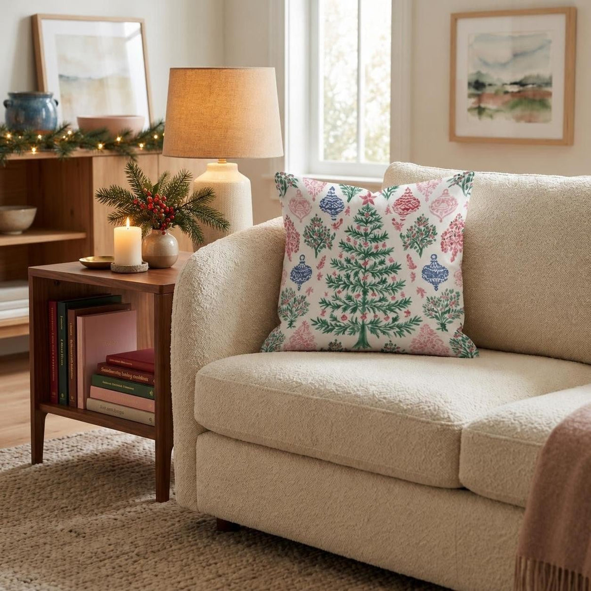 Berry Bright Tree Throw Pillow throw pillow - Hillcroft Home