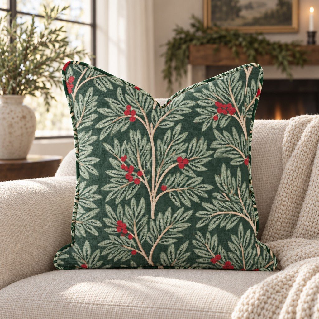 Berry Christmas Throw Pillow throw pillow - Hillcroft Home