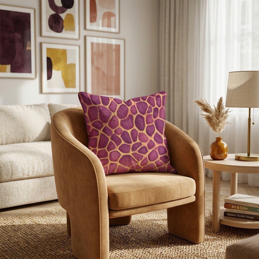 Berry Giraffe Glam Throw Pillow - Hillcroft Home