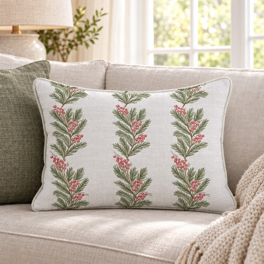 Berry Merry Garland Throw Pillow throw pillow - Hillcroft Home