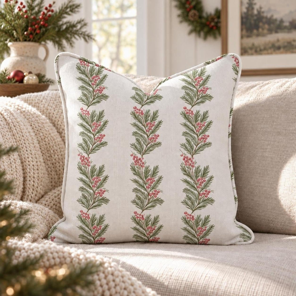 Berry Merry Garland Throw Pillow throw pillow - Hillcroft Home