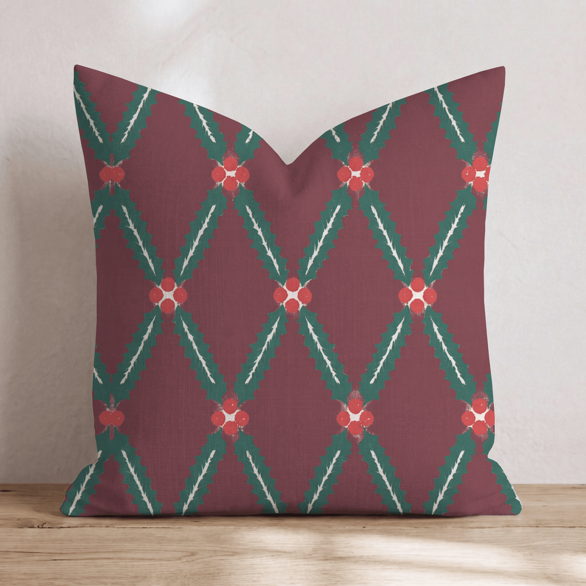 Berry Merry Trellis Throw Pillow throw pillow - Hillcroft Home