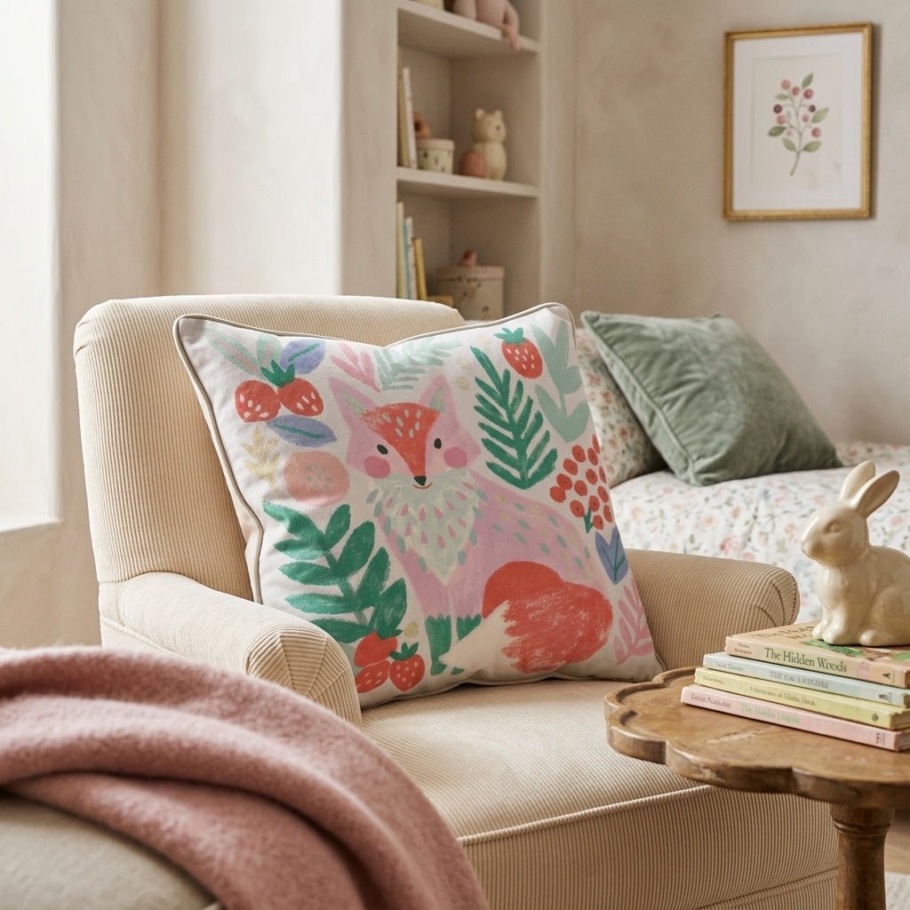 Berry Patch Fox Throw Pillow - Hillcroft Home