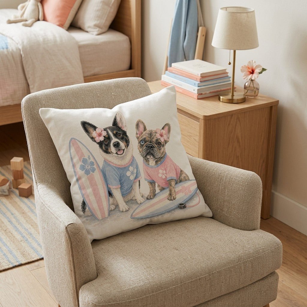 Best Buds Surf Throw Pillow - Hillcroft Home