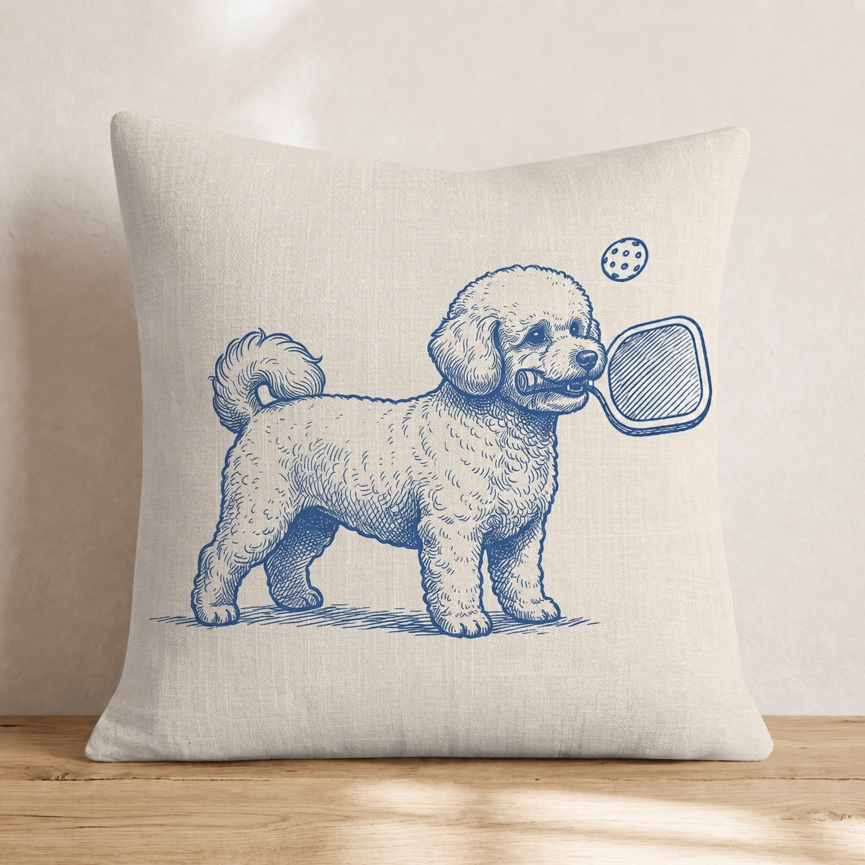 Bichon Frise Pickleball Throw Pillow - Hillcroft Home