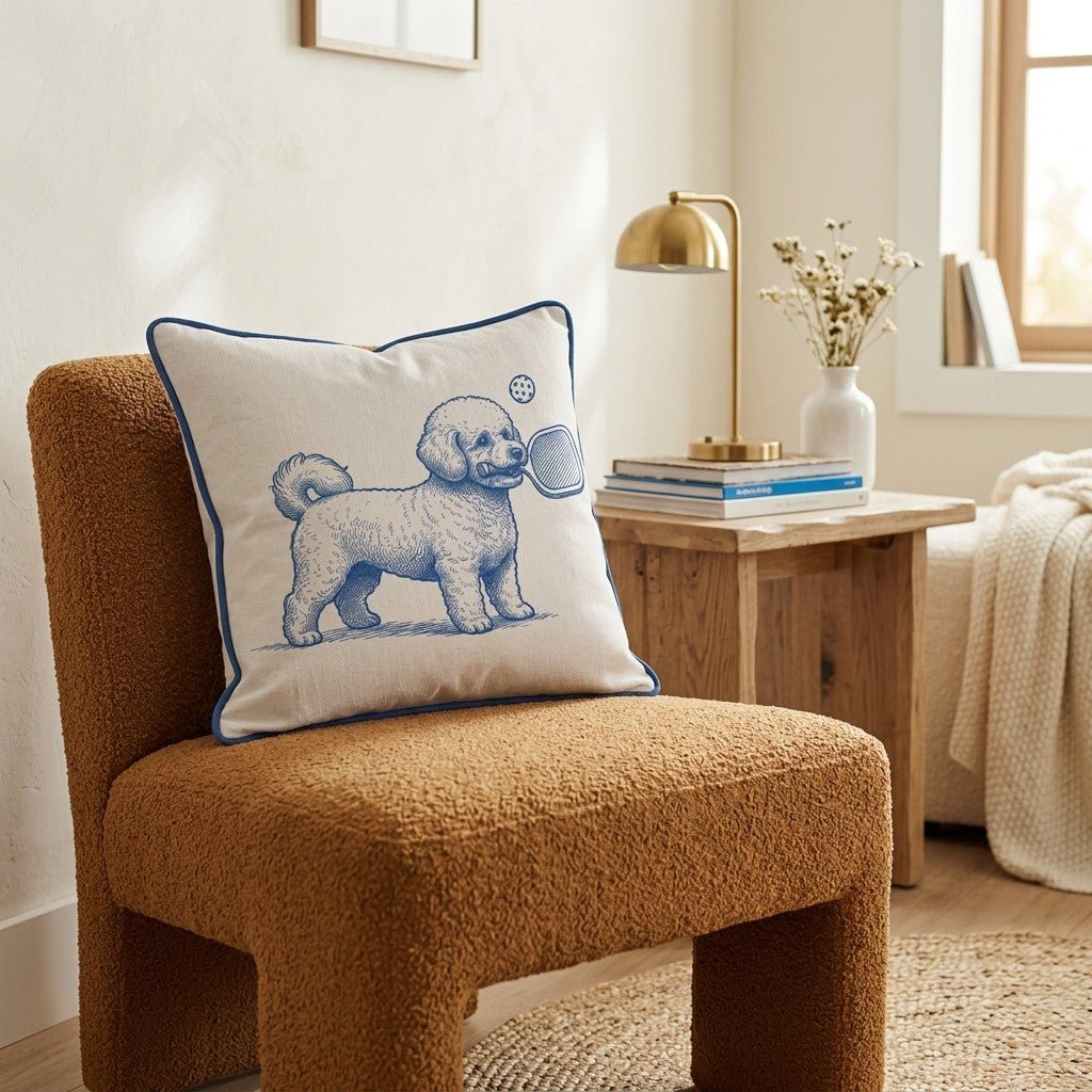 Bichon Frise Pickleball Throw Pillow - Hillcroft Home