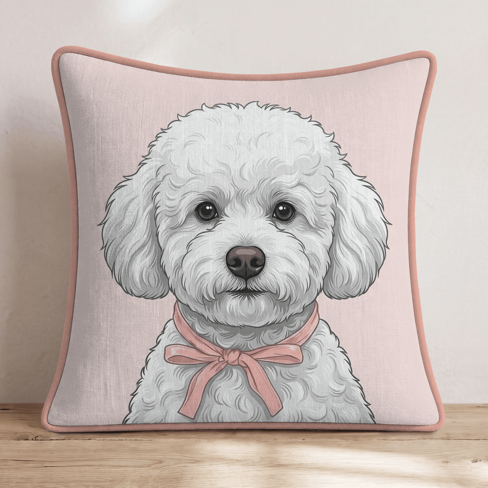 Bichon Frise Portrait Throw Pillow - Hillcroft Home