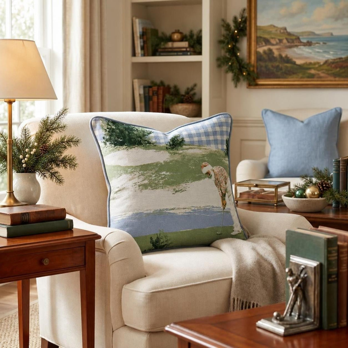 Birdie Before Sleigh Ride Throw Pillow throw pillow - Hillcroft Home