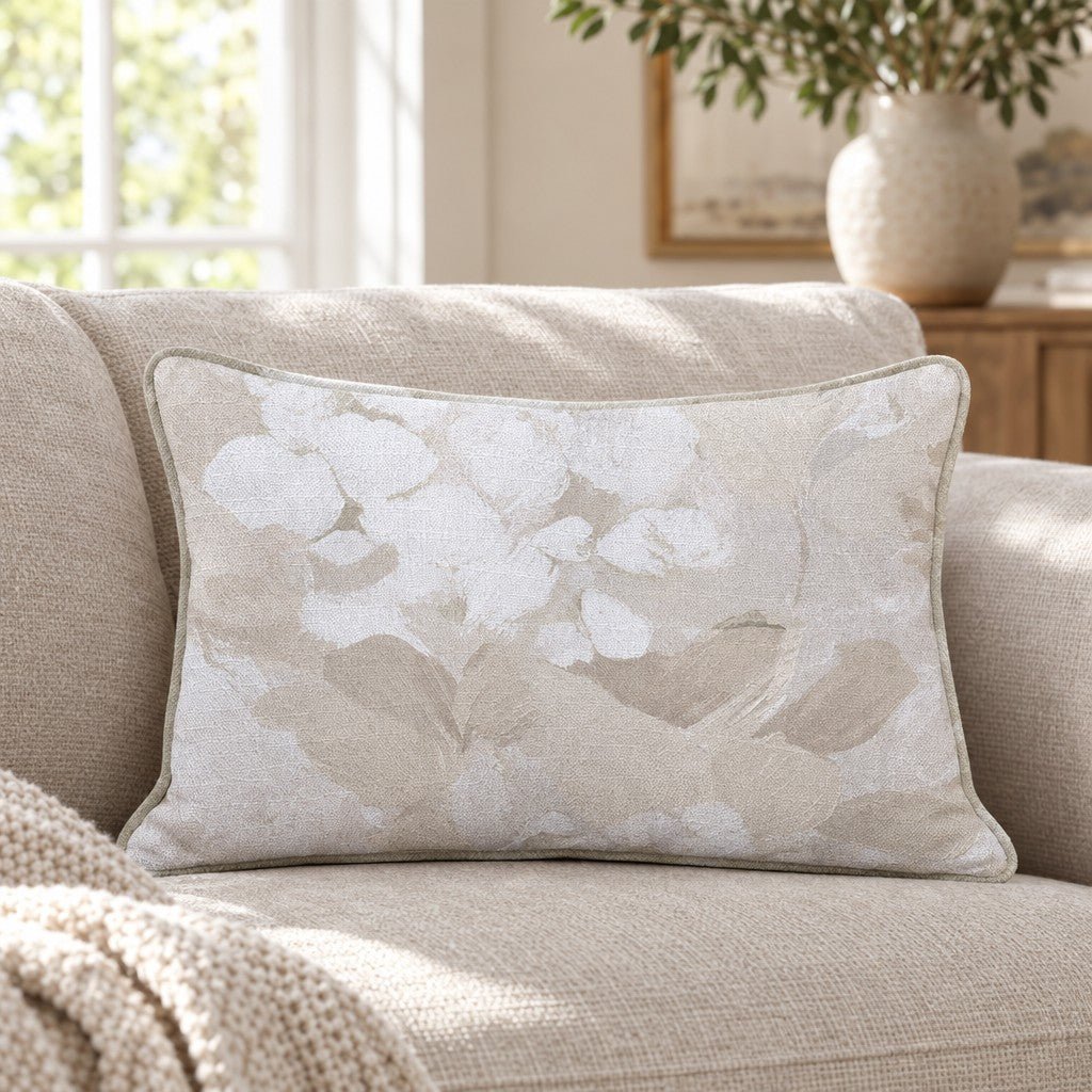 Birdie Floral Porcelain Throw Pillow throw pillow - Hillcroft Home