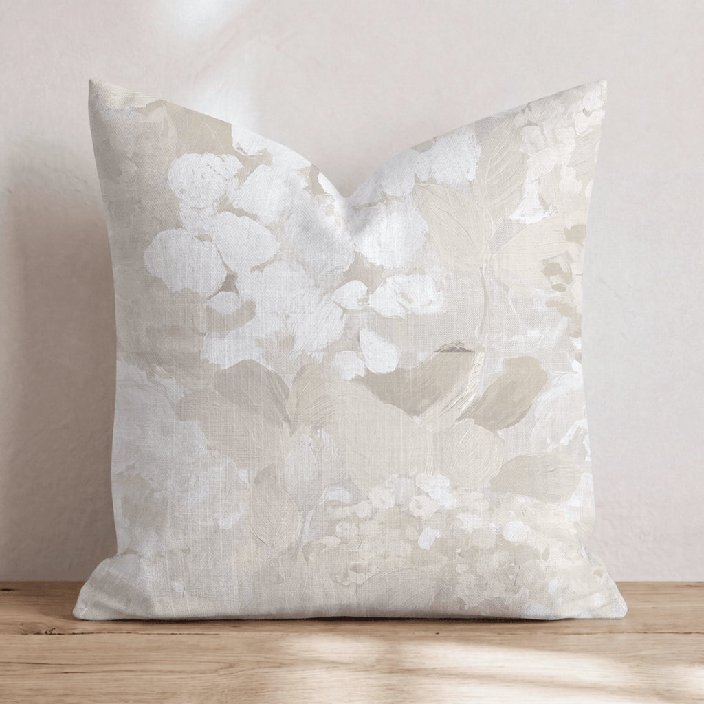 Birdie Floral Porcelain Throw Pillow throw pillow - Hillcroft Home