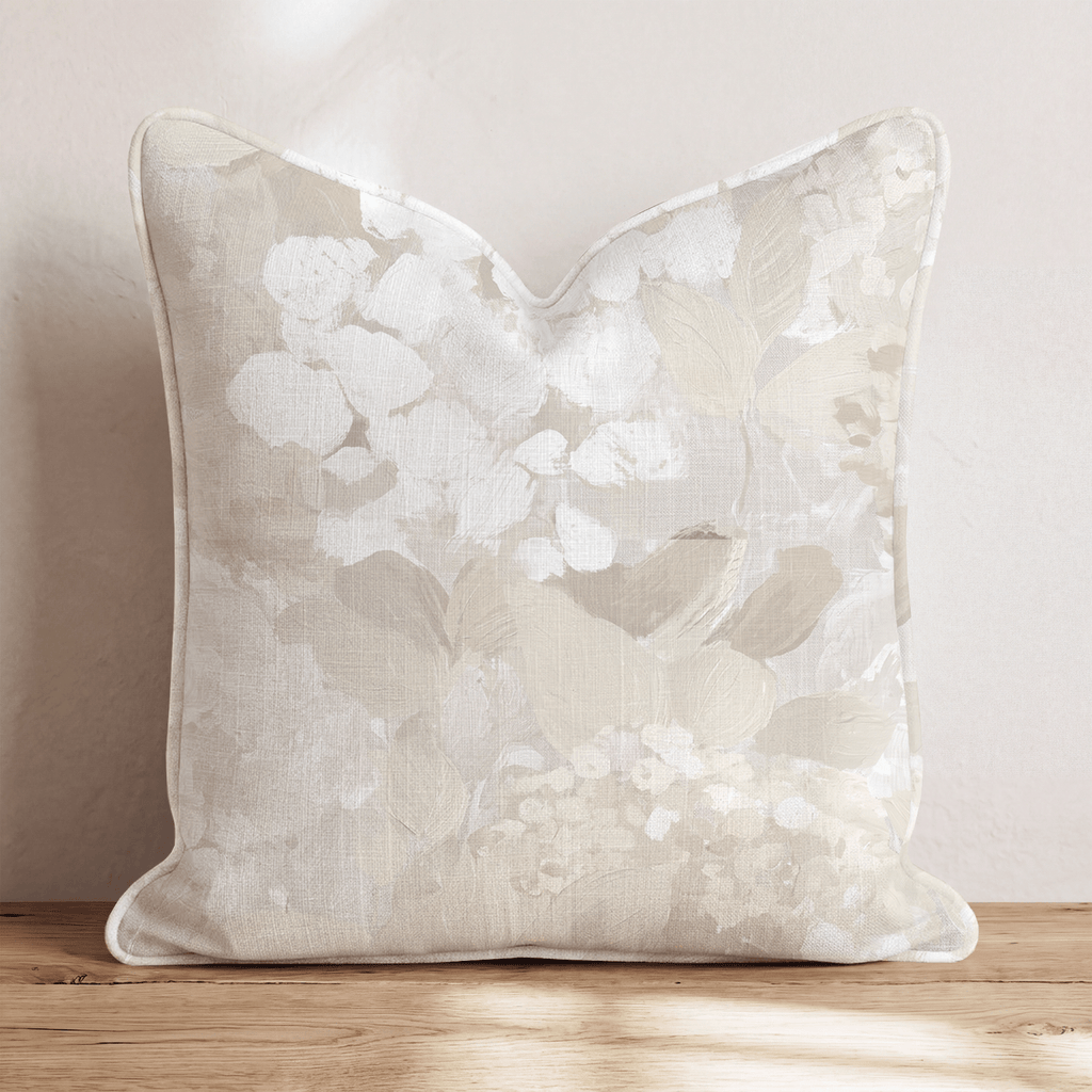 Birdie Floral Porcelain Throw Pillow throw pillow - Hillcroft Home