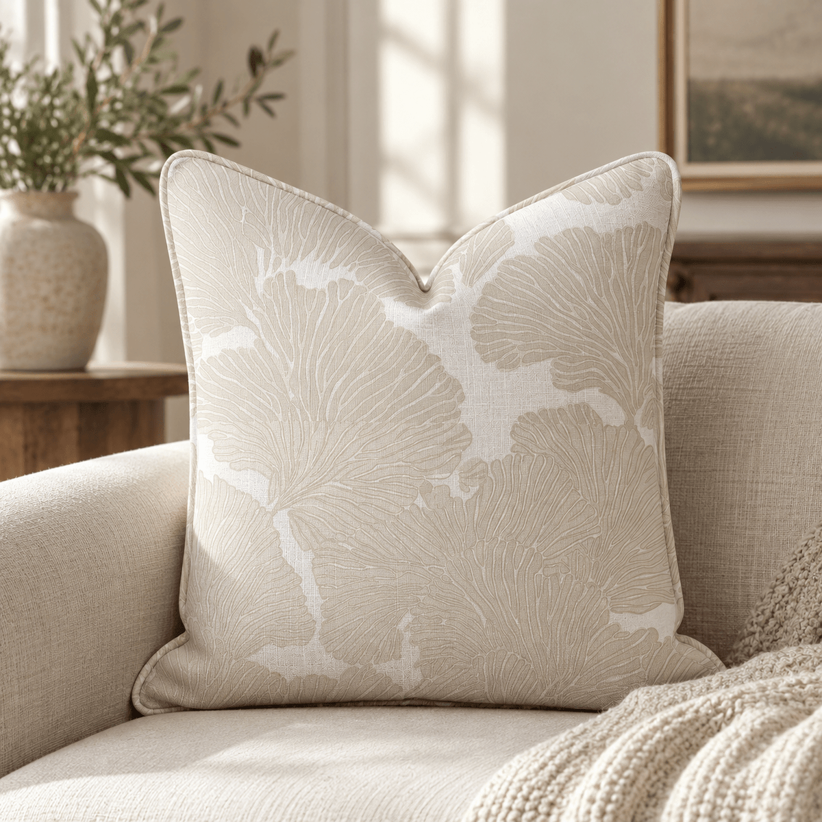 Birdie Mae Vanilla Throw Pillow throw pillow - Hillcroft Home