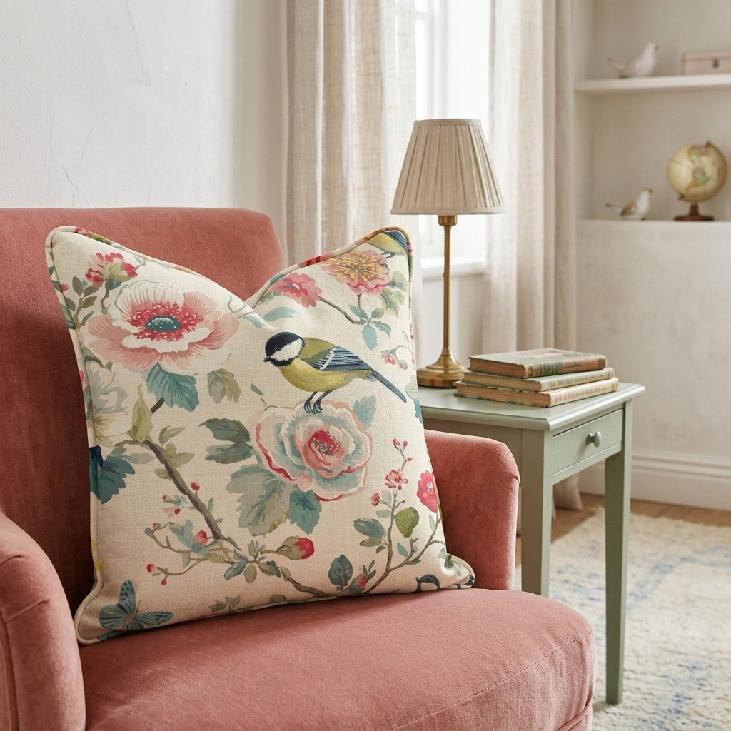 Birds and Blooms Throw Pillow - Hillcroft Home