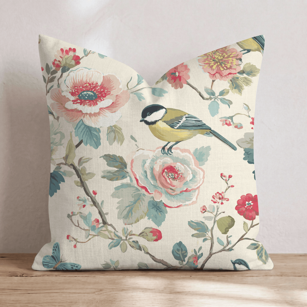 Birds and Blooms Throw Pillow - Hillcroft Home