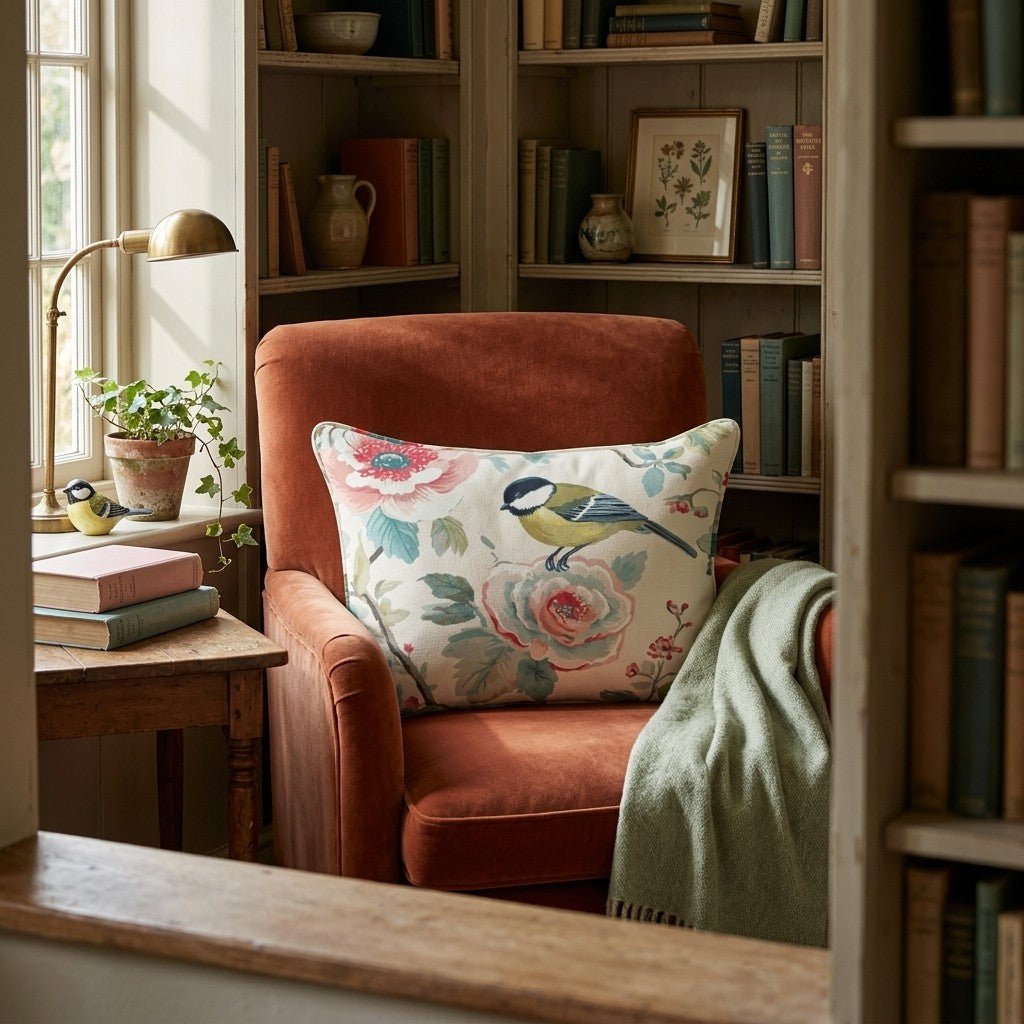 Birds and Blooms Throw Pillow - Hillcroft Home