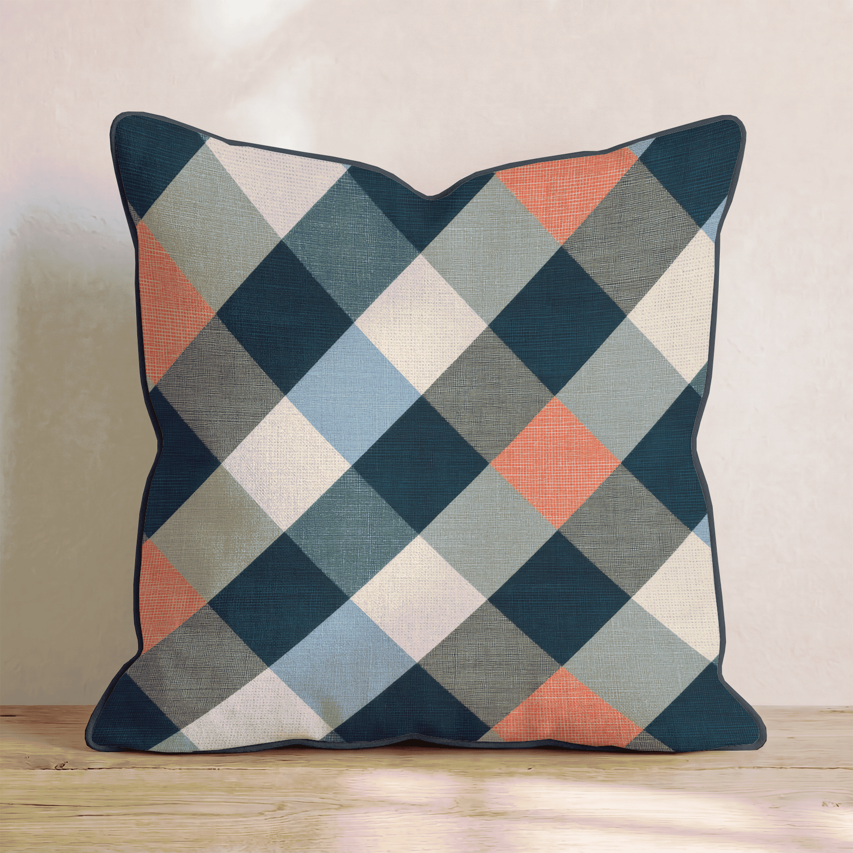 Biscuit Grid Throw Pillow - Hillcroft Home