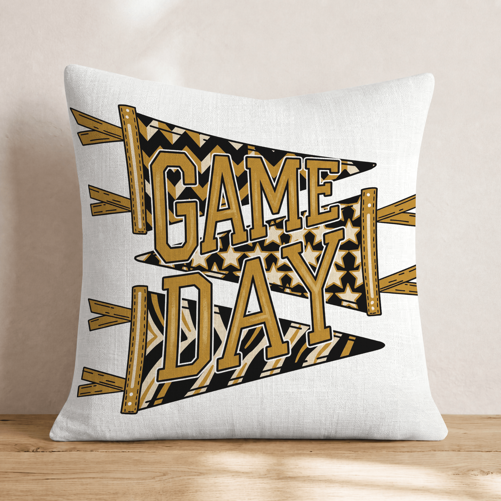 Black and Gold Game Day Throw Pillow - Hillcroft Home