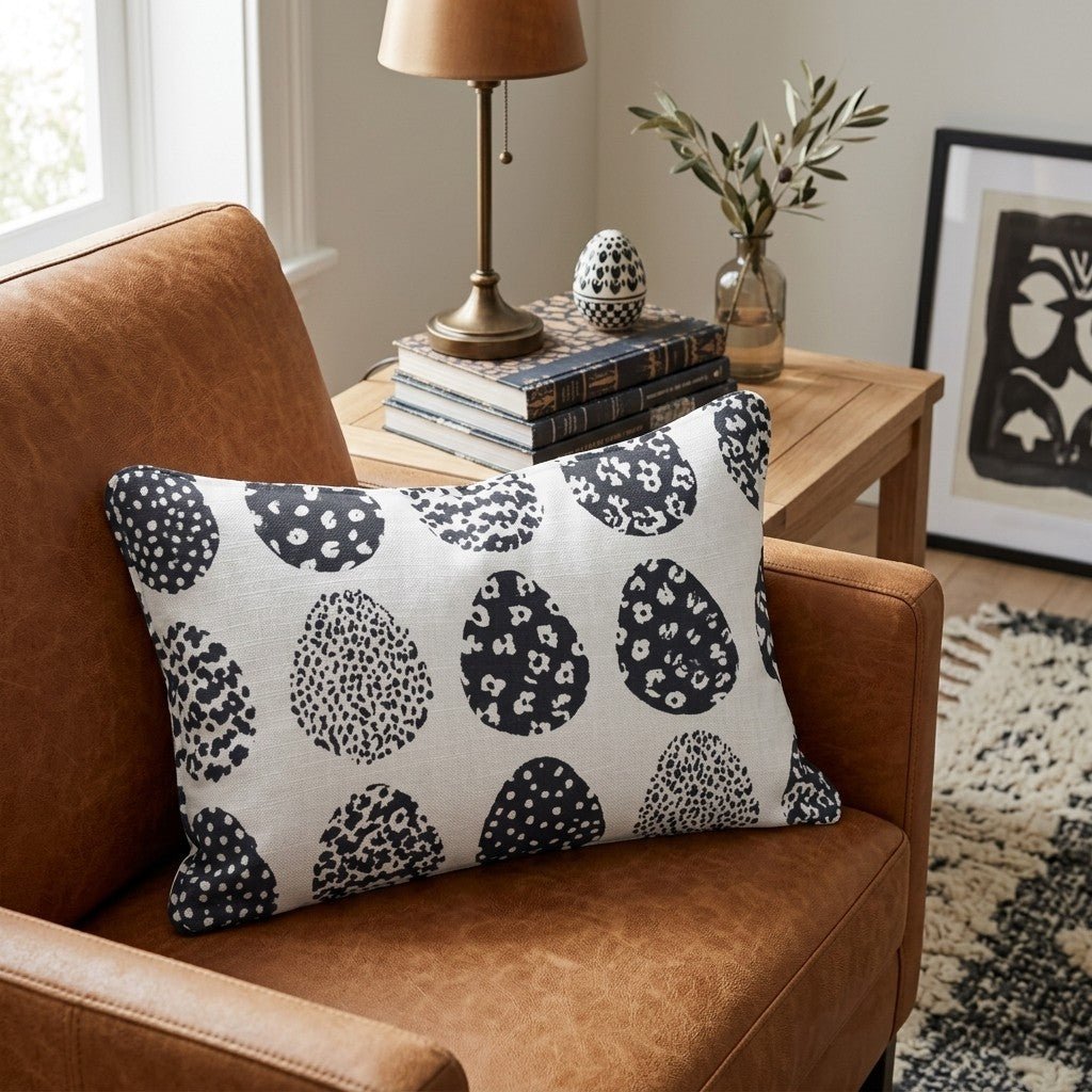 Black and White Eggs Throw Pillow - Hillcroft Home