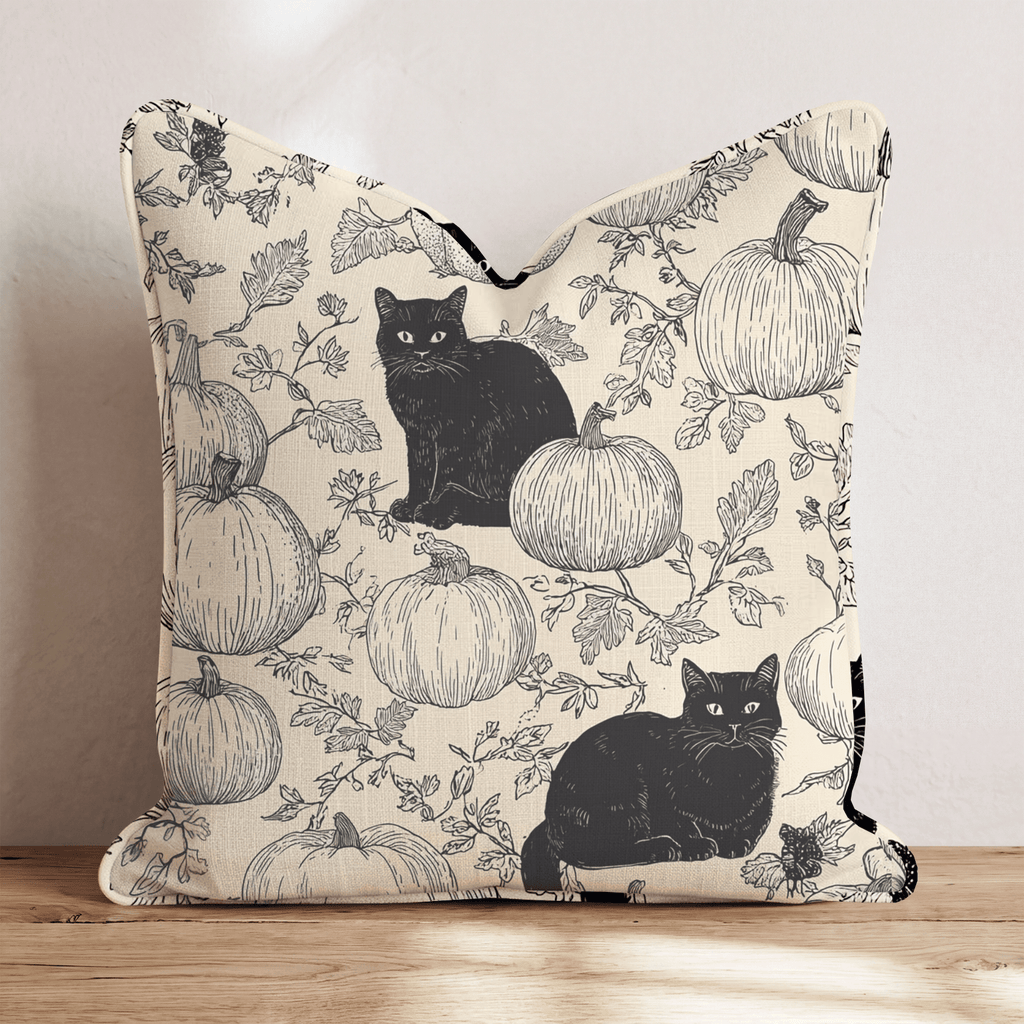 Black Cat Patch Throw Pillow - Hillcroft Home