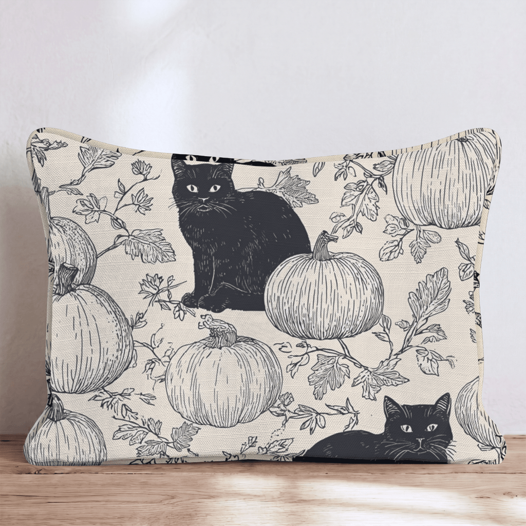 Black Cat Patch Throw Pillow - Hillcroft Home