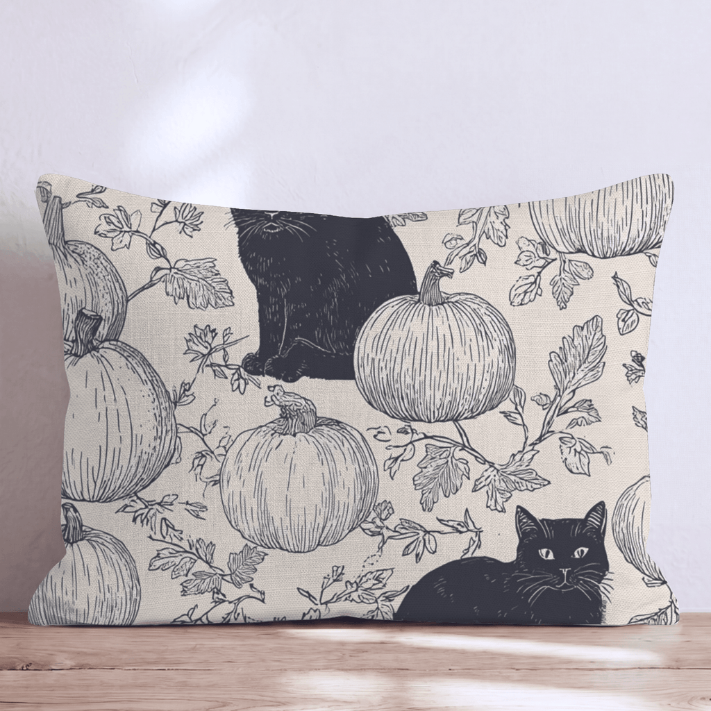 Black Cat Patch Throw Pillow - Hillcroft Home