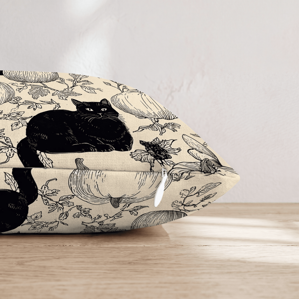 Black Cat Patch Throw Pillow - Hillcroft Home