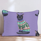 Black Cat Pine Sweater Throw Pillow - Hillcroft Home