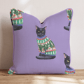 Black Cat Pine Sweater Throw Pillow - Hillcroft Home