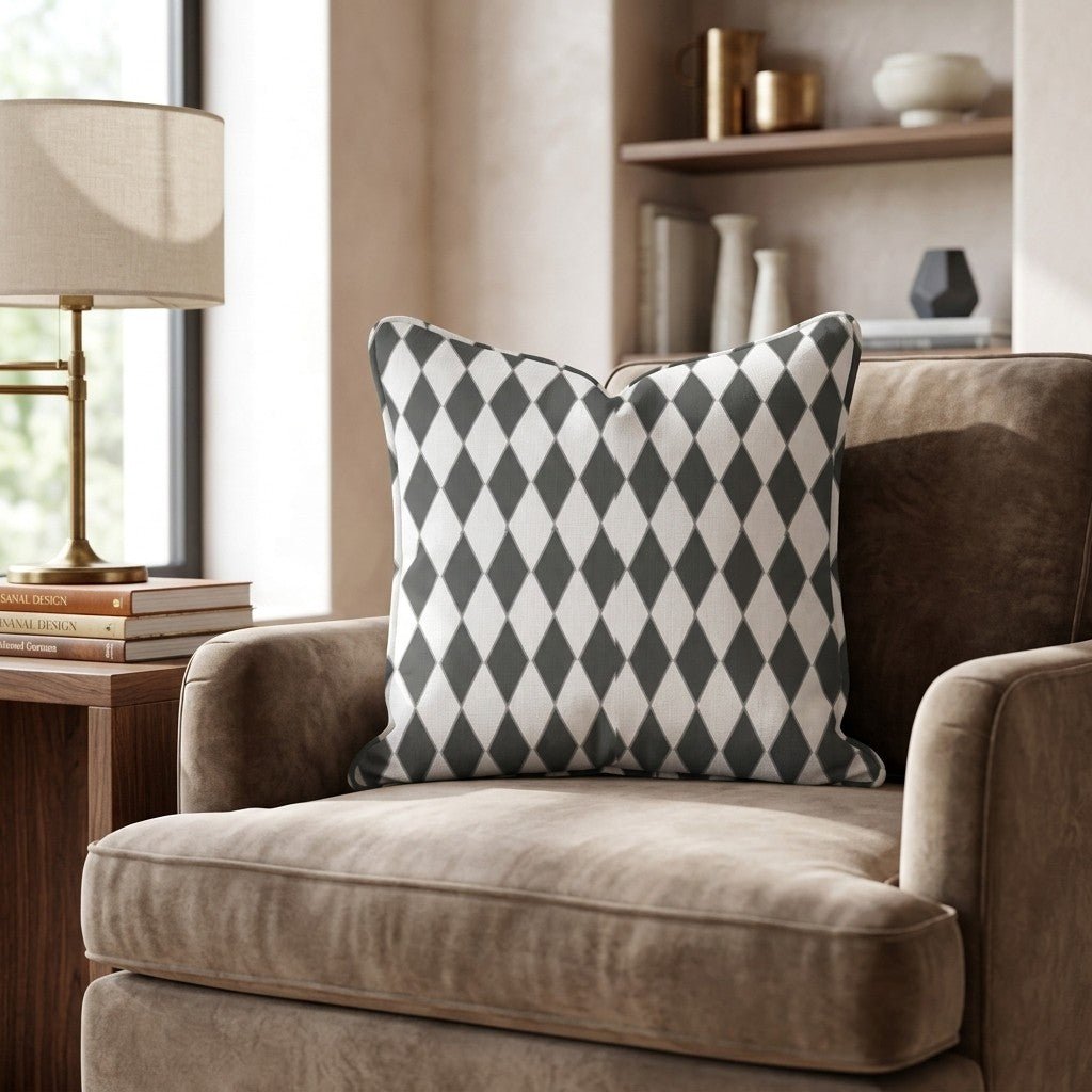Black Diamond Harlequin Throw Pillow - Hillcroft Home