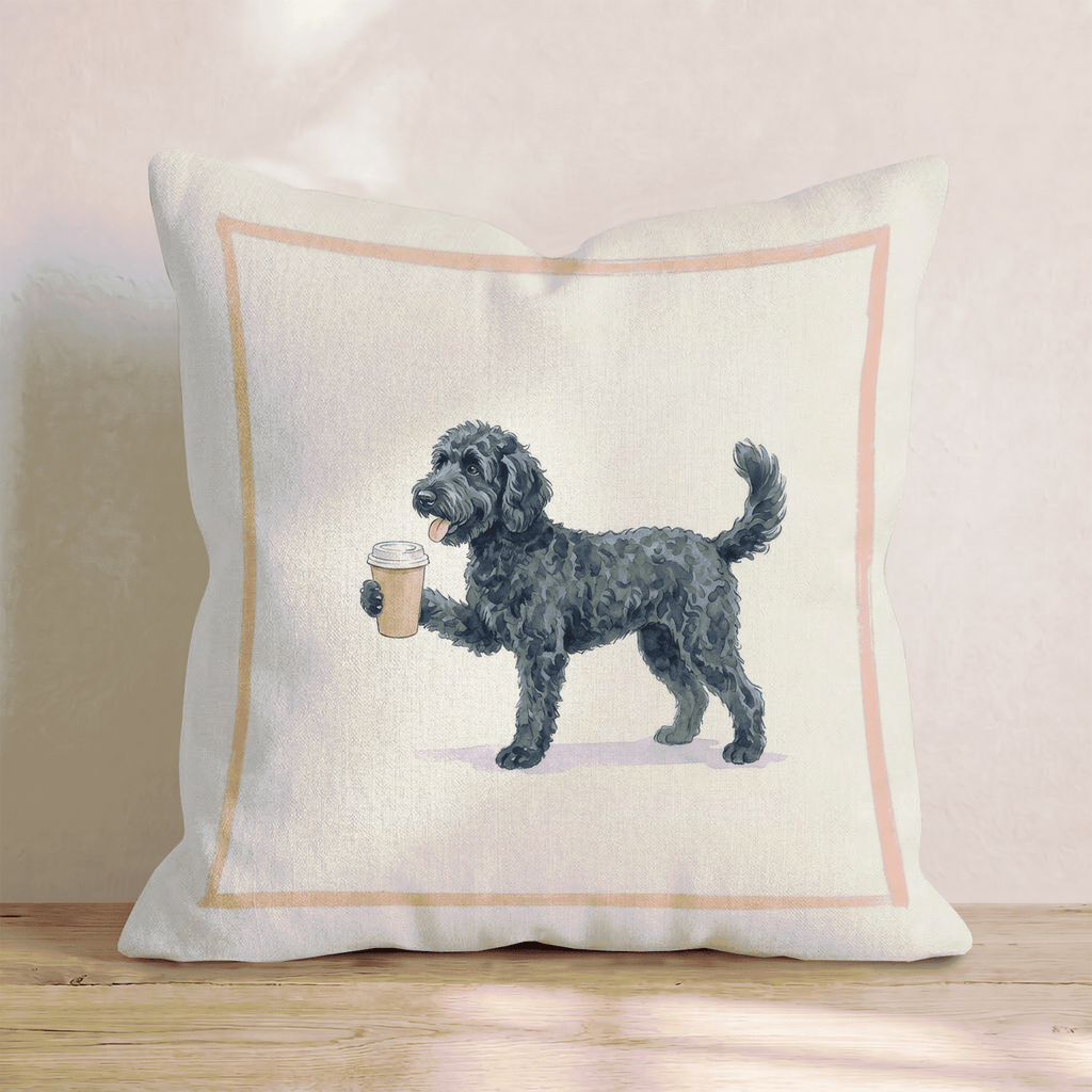 Black Doodle Coffee Throw Pillow - Hillcroft Home