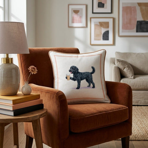 Black Doodle Coffee Throw Pillow - Hillcroft Home