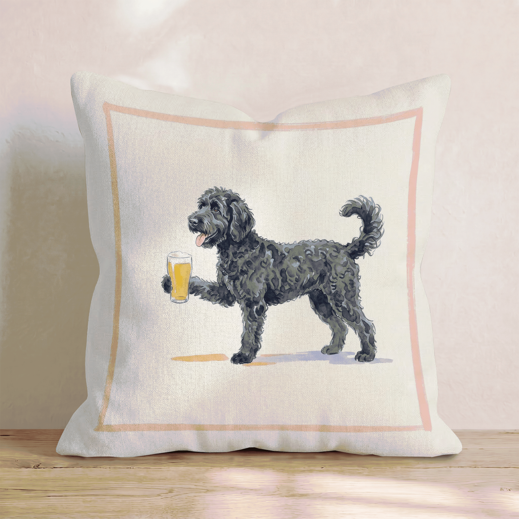 Black Doodle Lager Throw Pillow - Hillcroft Home