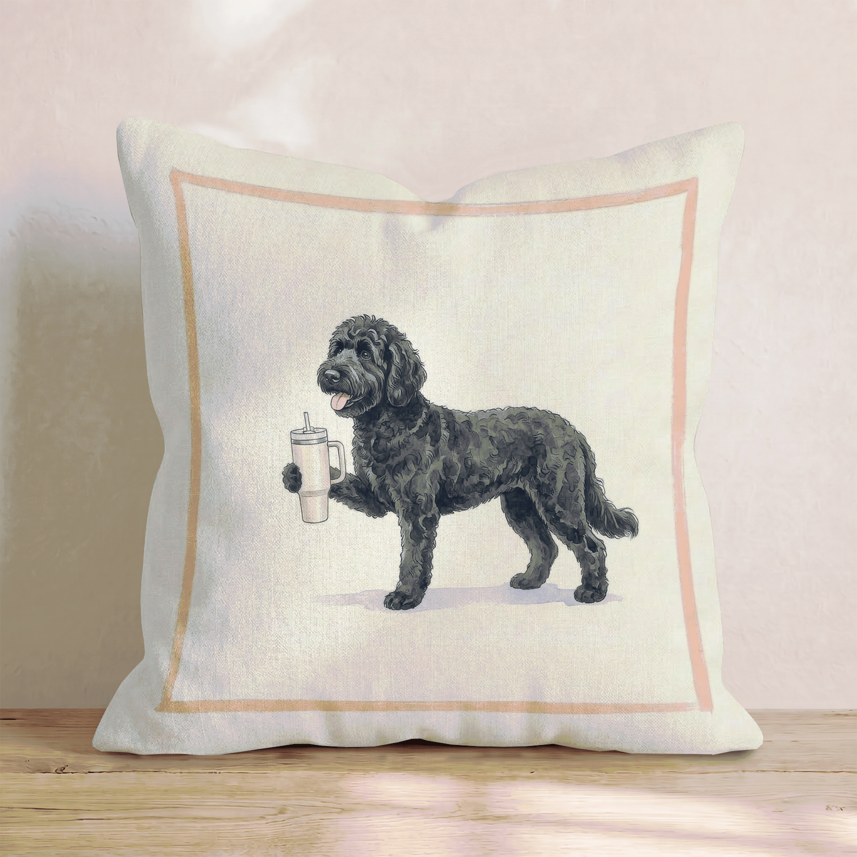 Black Doodle Tumbler Throw Pillow - Hillcroft Home