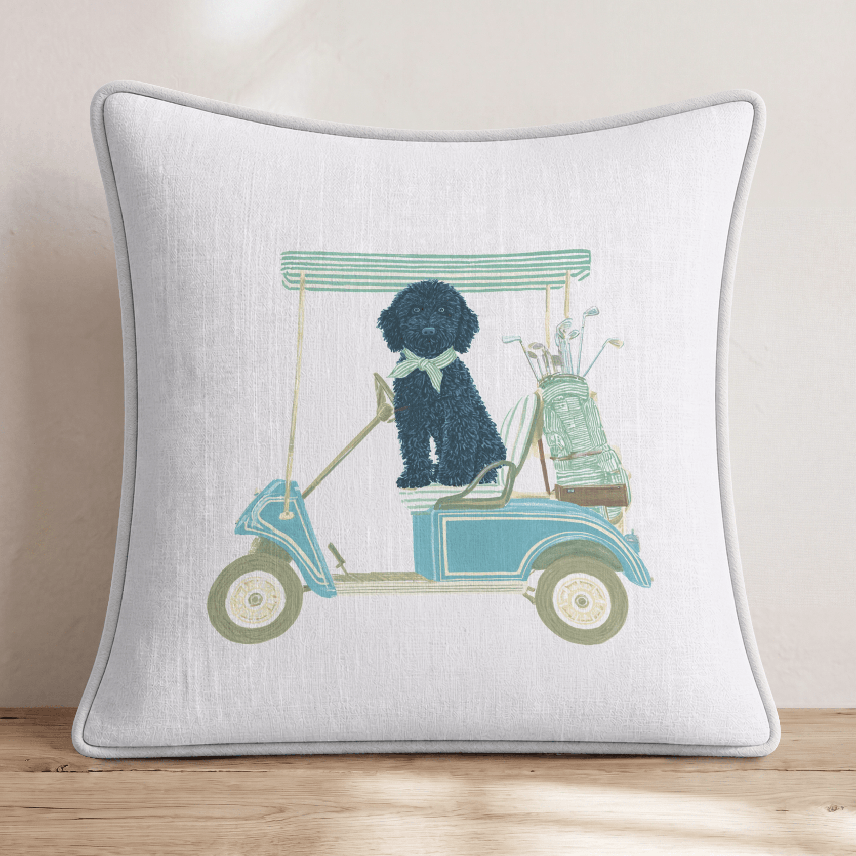 Black Goldendoodle Drive Throw Pillow - Hillcroft Home