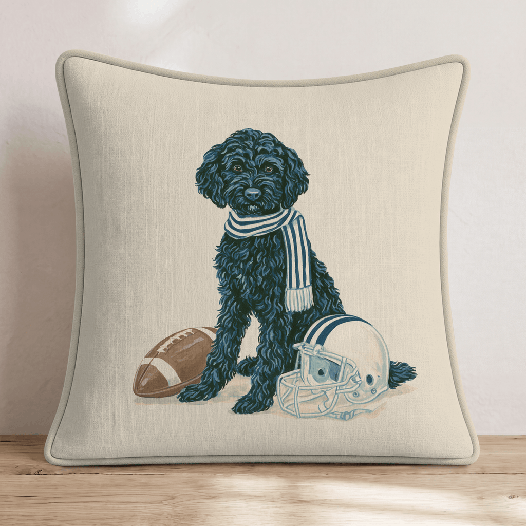 Black Goldendoodle Football Throw Pillow - Hillcroft Home