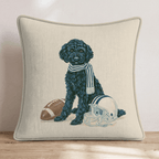 Black Goldendoodle Football Throw Pillow - Hillcroft Home