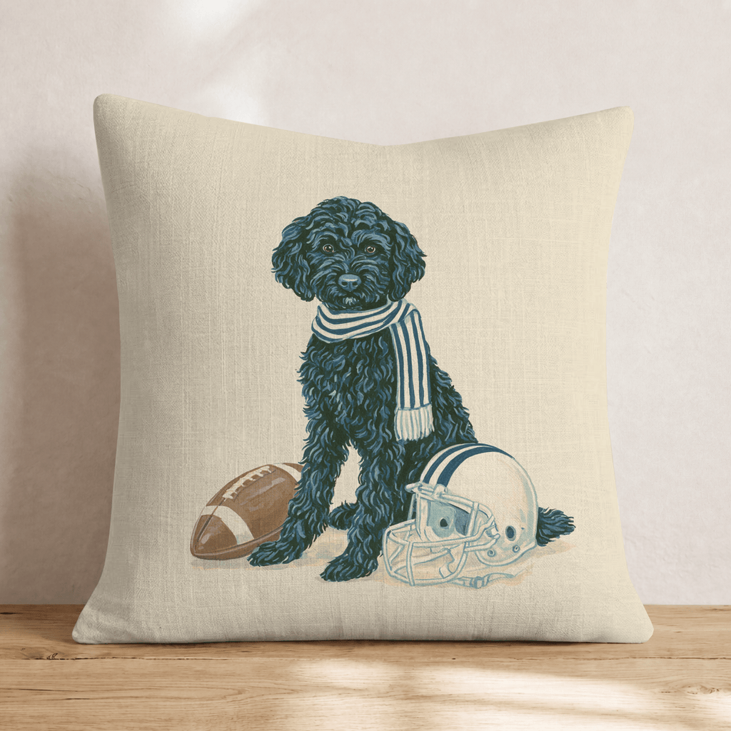 Black Goldendoodle Football Throw Pillow - Hillcroft Home
