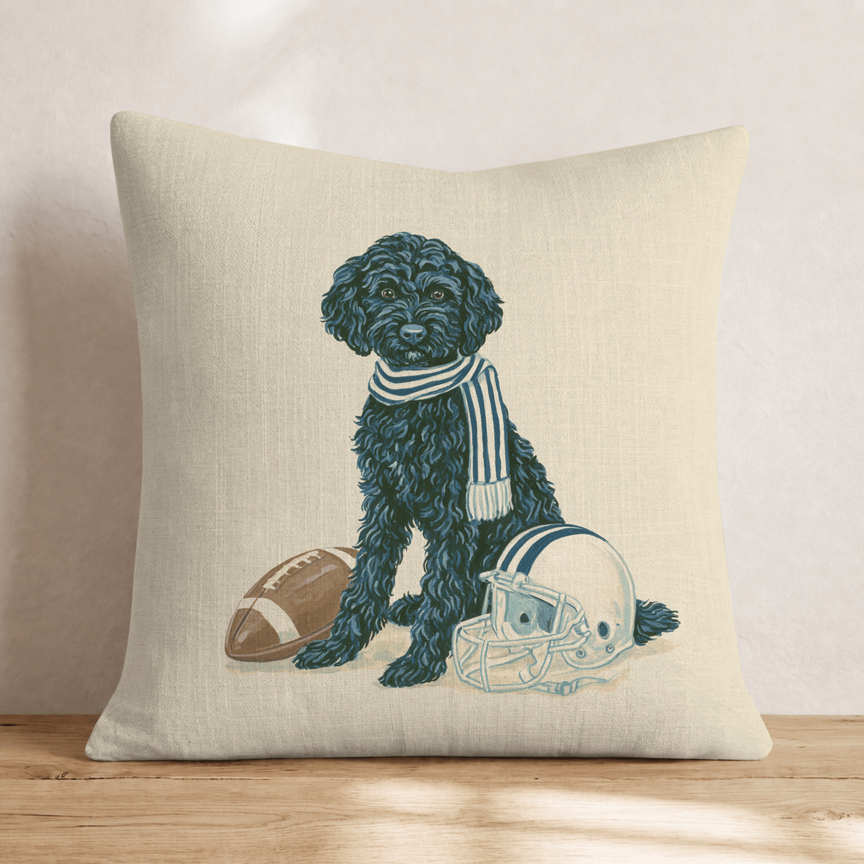 Black Goldendoodle Football Throw Pillow - Hillcroft Home