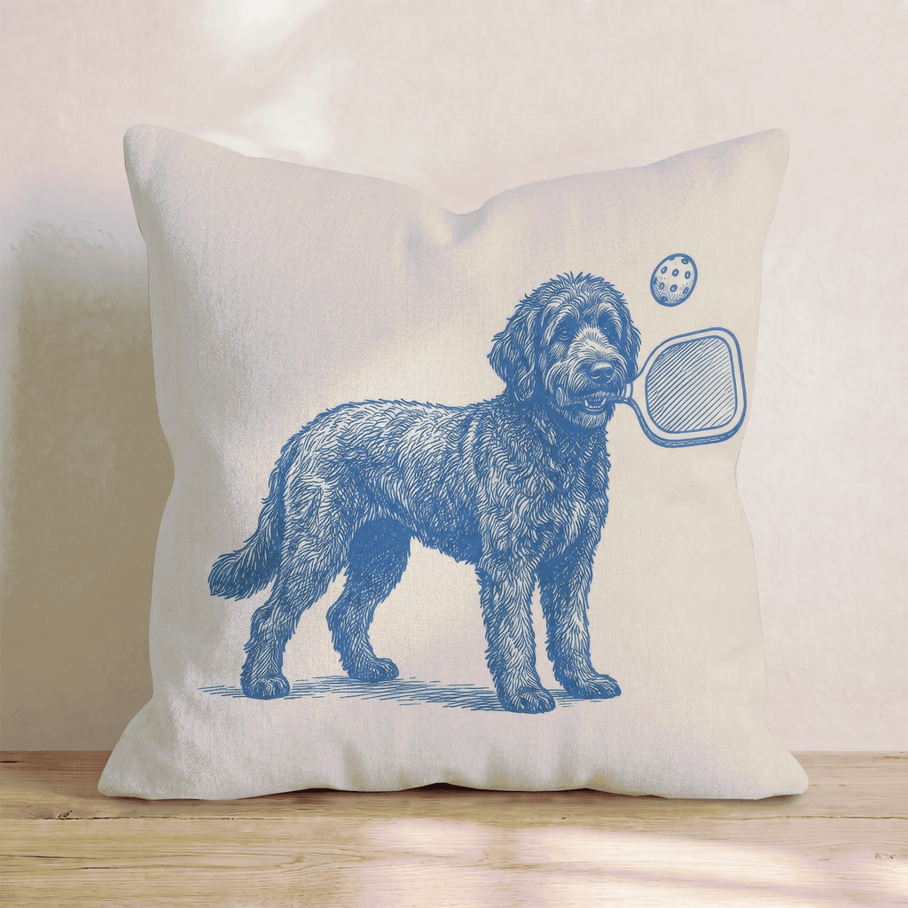Black Goldendoodle Pickleball Throw Pillow - Hillcroft Home
