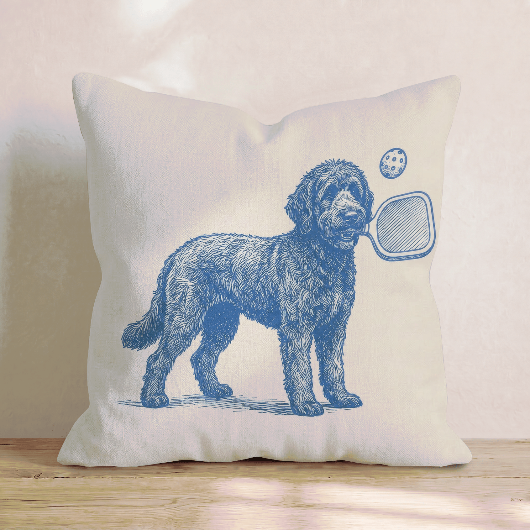 Black Goldendoodle Pickleball Throw Pillow - Hillcroft Home