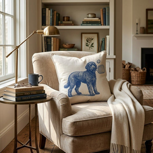 Black Goldendoodle Pickleball Throw Pillow - Hillcroft Home