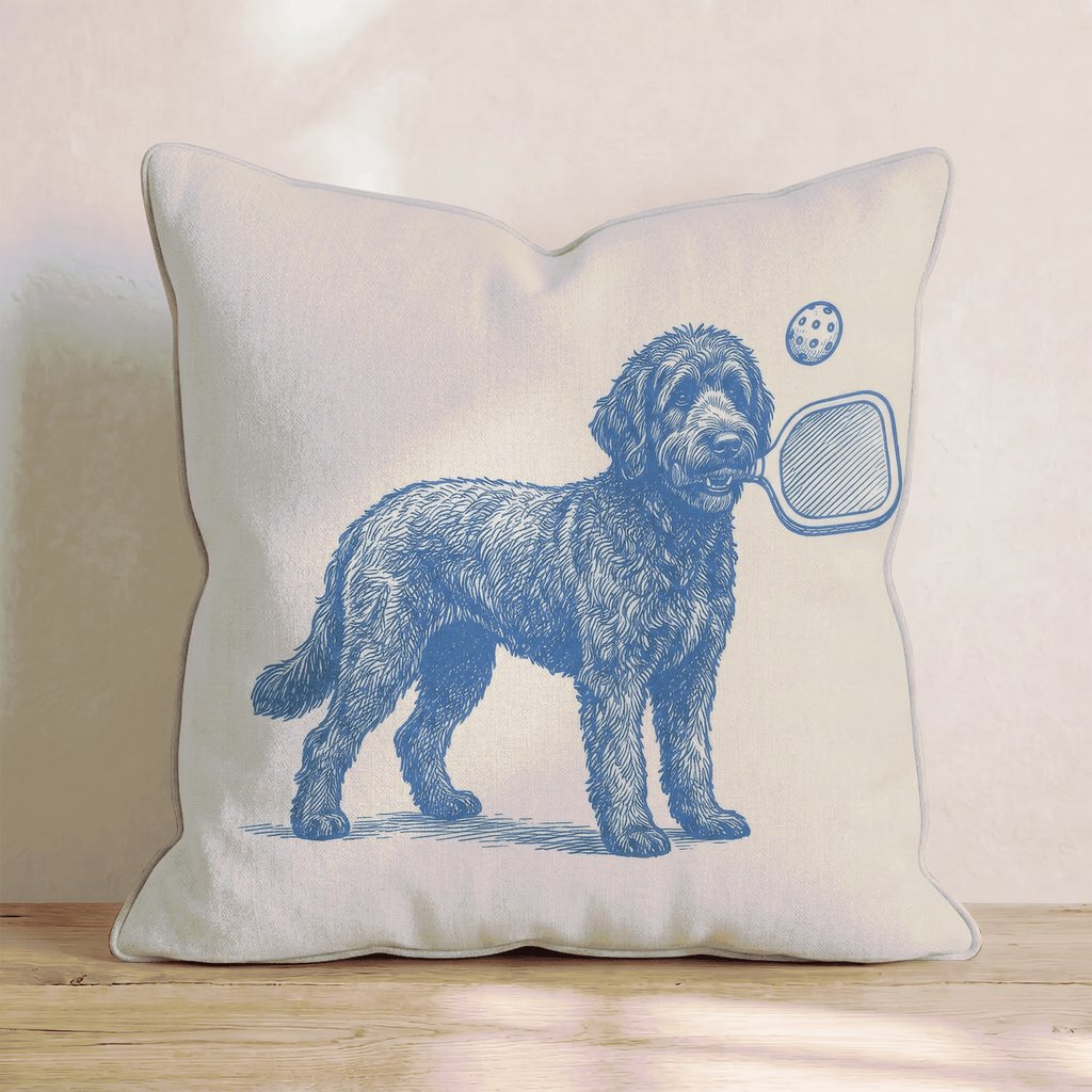 Black Goldendoodle Pickleball Throw Pillow - Hillcroft Home